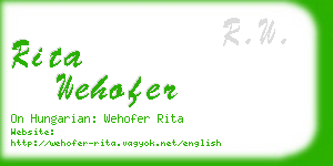 rita wehofer business card